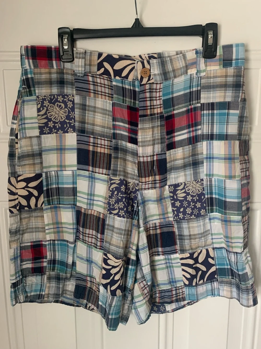 Vintage 1946 Patchwork Plaid Cotton Shorts Size 34